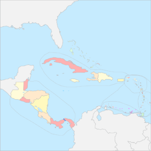 중앙아메리카와 카리브해 국가 지도