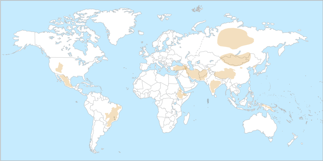 세계 고원 지도