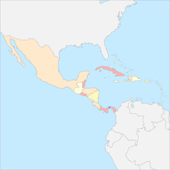 멕시코와 카리브해 국가 지도