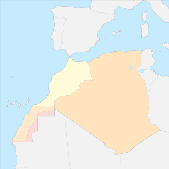 모로코와 알제리 국가 지도
