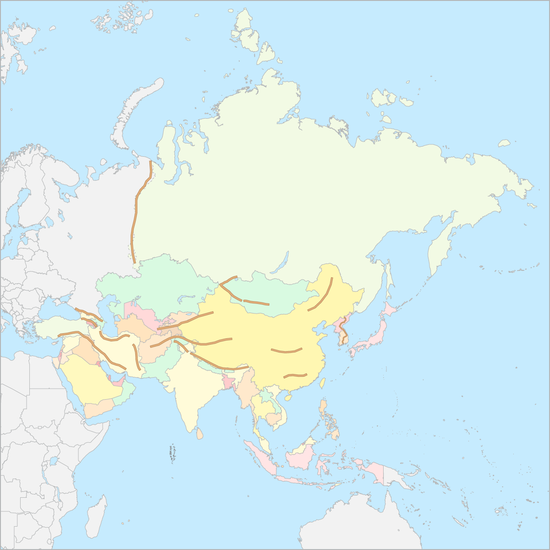 아시아 산맥 지도