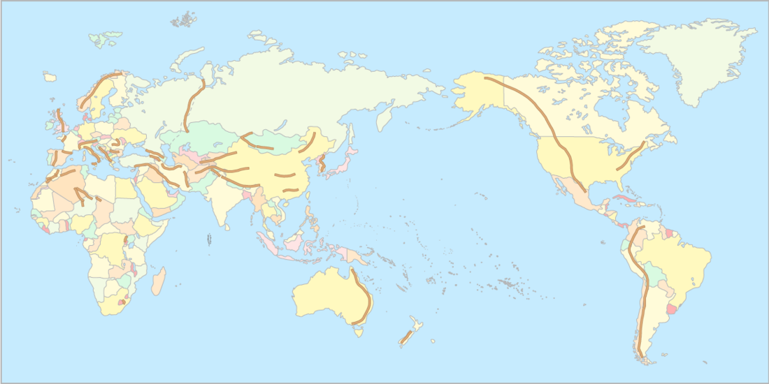 세계 산맥 지도