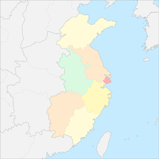 중국 화동지구 행정 지도
