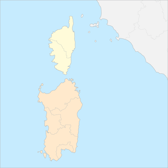 코르시카섬과 사르데냐섬 국가 지도