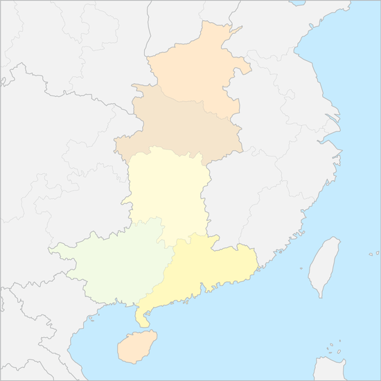 중국 중남지구 행정 지도