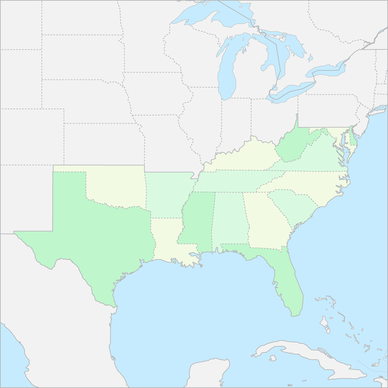 미국 남부 행정 지도