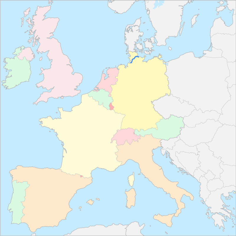 서유럽 국가 지도
