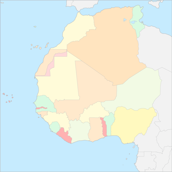 마그렙과 서아프리카 국가 지도