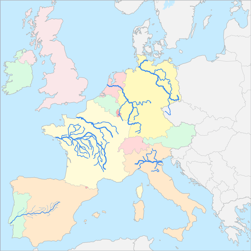 서유럽 강 지도