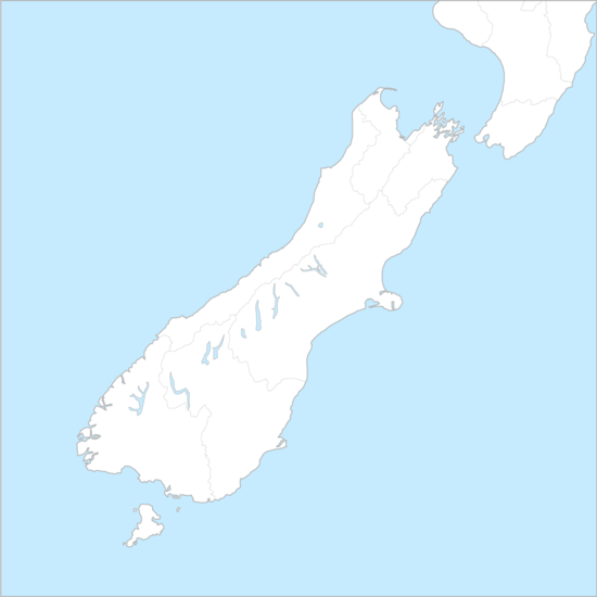 뉴질랜드 남섬 행정 지도