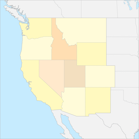 미국 서부 행정 지도