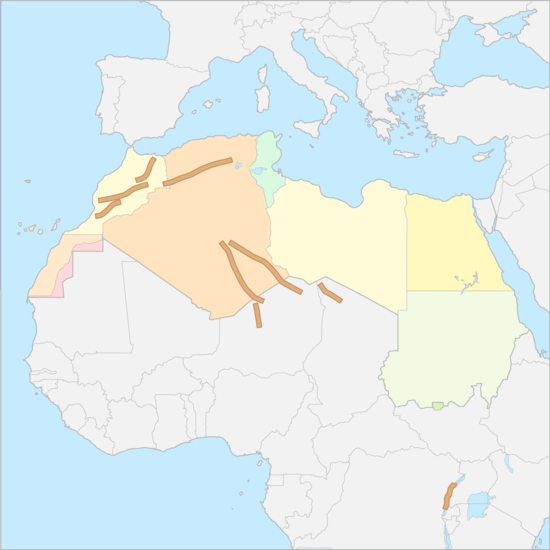 북아프리카 산맥 지도