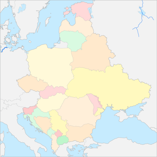 동유럽 (넓은 범위) 국가 지도