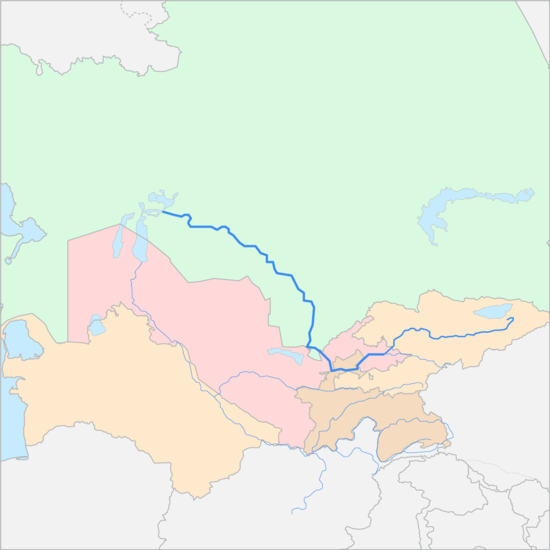 시르다리야강 국가 지도