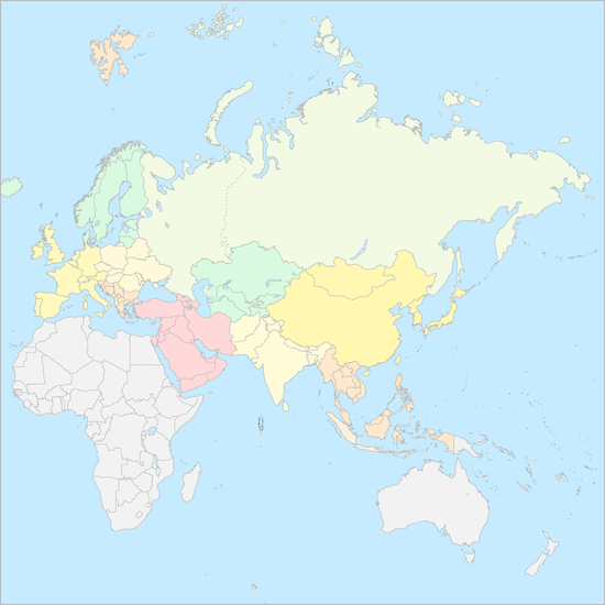 유라시아 대륙 지역 지도