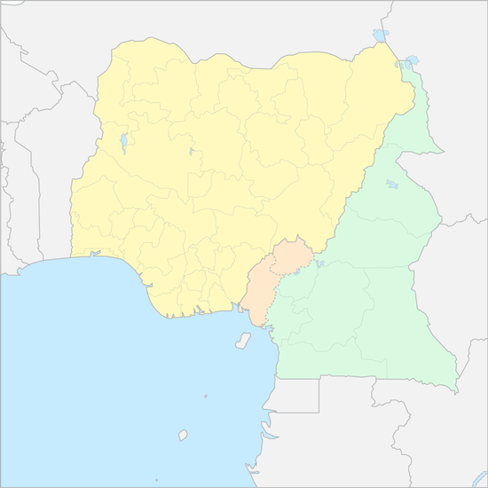 나이지리아와 카메룬 국가 지도