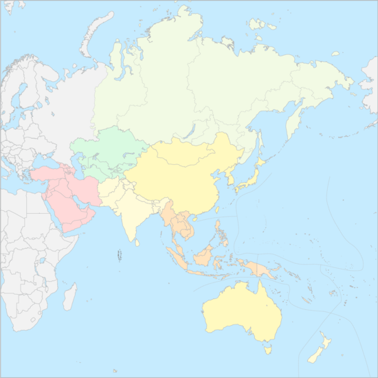아시아와 오세아니아 지역 지도